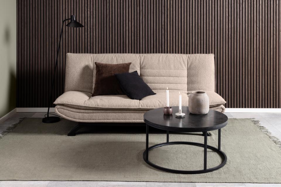 Spiro Round Coffee Table In Black With Metal Base Spacious 80cm