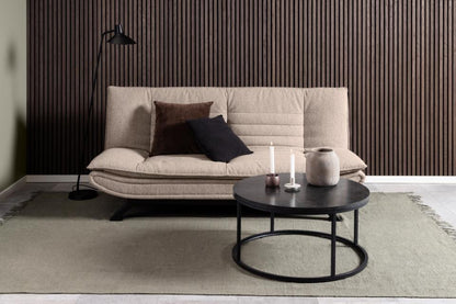 Spiro Round Coffee Table In Black With Metal Base Spacious 80cm