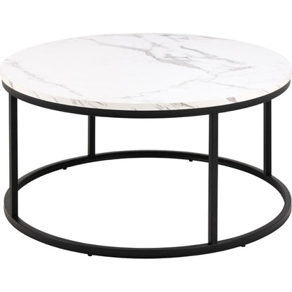 Spiro Round Coffee Table In White With Metal Base Spacious 80cm