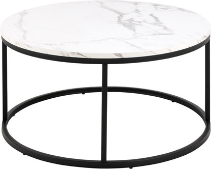 Spiro Round Coffee Table In White With Metal Base Spacious 80cm