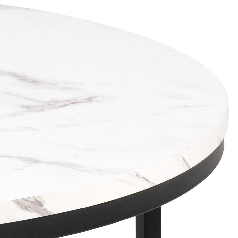 Spiro Round Coffee Table In White With Metal Base Spacious 80cm