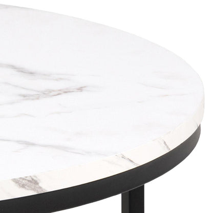 Spiro Round Coffee Table In White With Metal Base Spacious 80cm