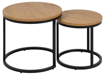 Spiro 2Pc Nest Of Tables Wild Oak Top And Metal Base 45cm And 35cm