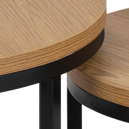 Spiro 2Pc Nest Of Tables Wild Oak Top And Metal Base 45cm And 35cm