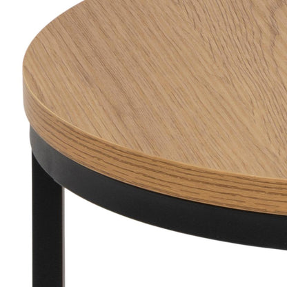 Spiro 2Pc Nest Of Tables Wild Oak Top And Metal Base 45cm And 35cm