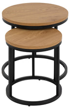 Load image into Gallery viewer, Spiro 2Pc Nest Of Tables Wild Oak Top And Metal Base 45cm And 35cm
