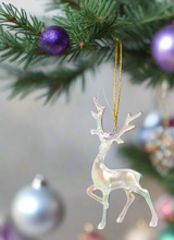 Load image into Gallery viewer, Iridescent Shimmer Stag Hanging Christmas Decoration Magical Reindeer Fairy Tale Themed Xmas Tree Pendant
