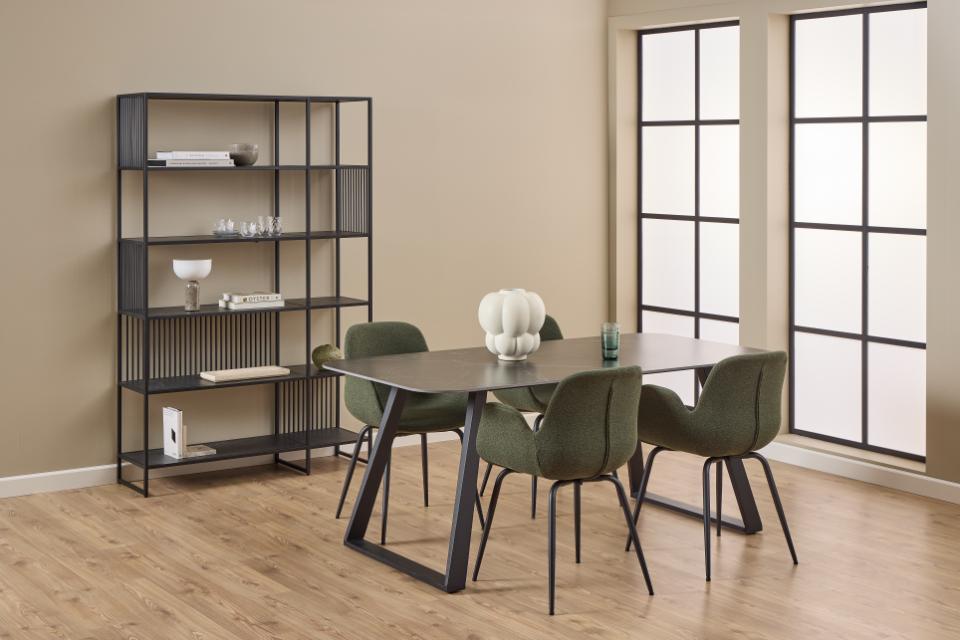 Strington Large Bookcase Shelf Unit Black Metal With 5 Shelves 120x35x185cm