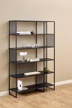 Load image into Gallery viewer, Strington Large Bookcase Shelf Unit Black Metal With 5 Shelves 120x35x185cm
