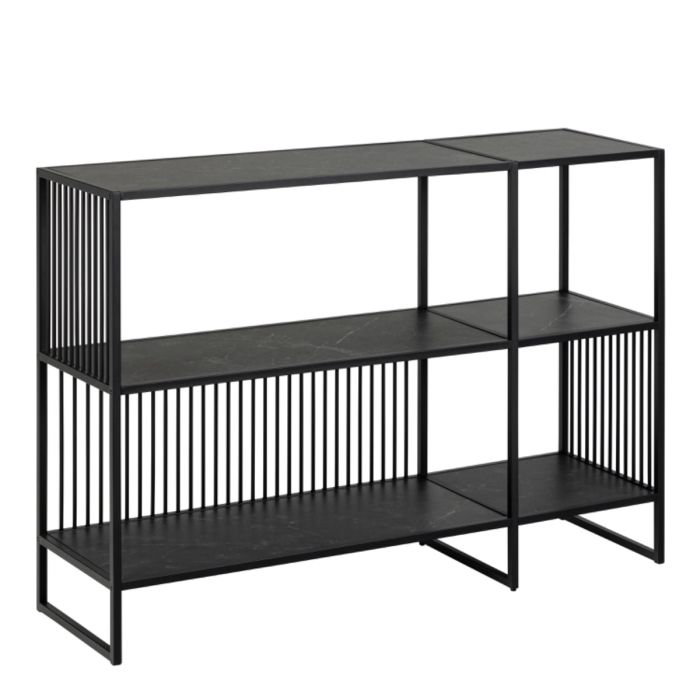 Strington Bookcase Shelf Unit Black Metal With 2 Shelves 120x35x83 cm