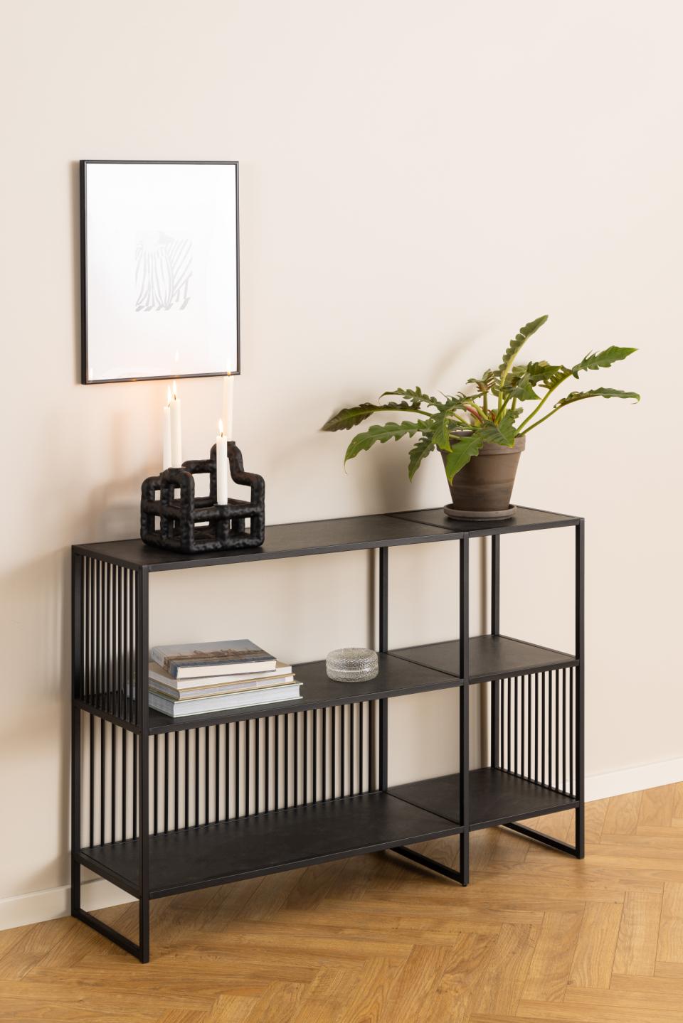Strington Bookcase Shelf Unit Black Metal With 2 Shelves 120x35x83 cm
