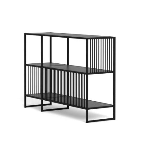 Strington Bookcase Shelf Unit Black Metal With 2 Shelves 120x35x83 cm