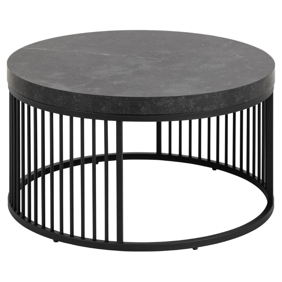 Strington Round Coffee Table With Marble Melamine Top And Metal Base 65cm