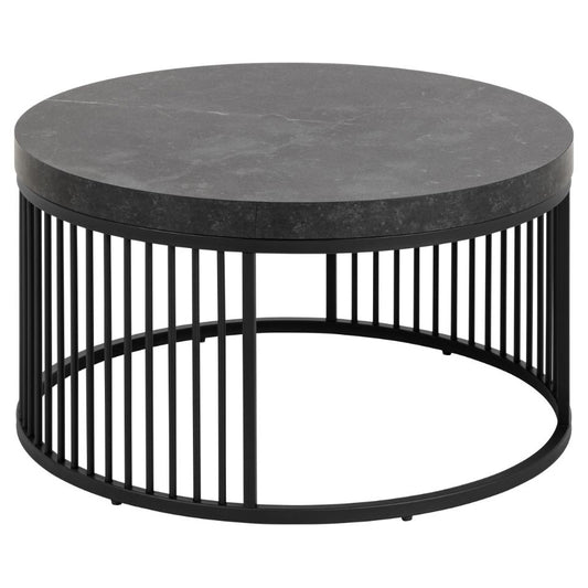 Strington Round Coffee Table With Marble Melamine Top And Metal Base 65cm