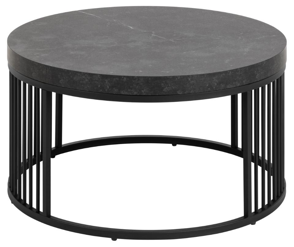 Strington Round Coffee Table With Marble Melamine Top And Metal Base 65cm