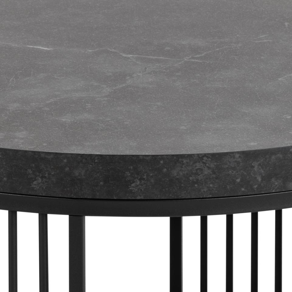 Strington Round Coffee Table With Marble Melamine Top And Metal Base 65cm