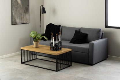 Strington Super Coffee Table, Rectangular With Wild Oak Top And Metal Base 120x60cm