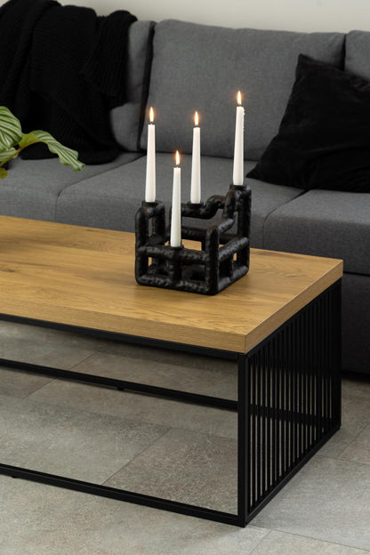 Strington Super Coffee Table, Rectangular With Wild Oak Top And Metal Base 120x60cm