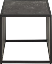 Load image into Gallery viewer, Strington Stylish Black Marble Look Side Table With Metal Bar Base 40x40cm
