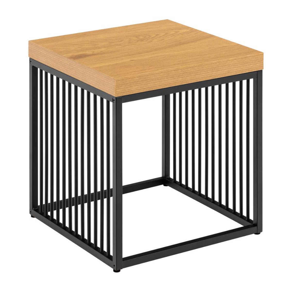 Strington Stylish Oak Melamine Side Table With Metal Bar Base 40x40cm