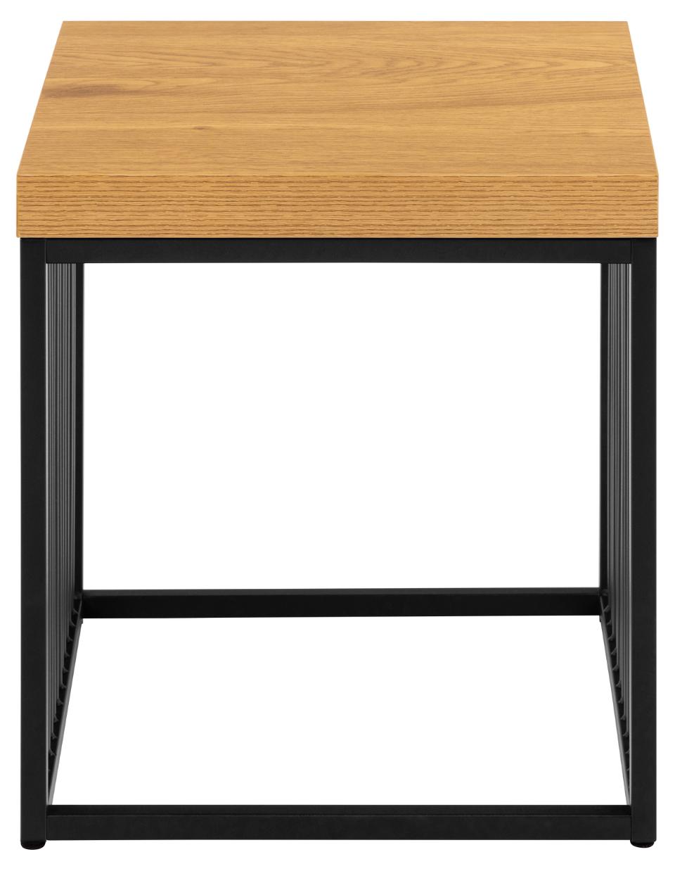 Strington Stylish Oak Melamine Side Table With Metal Bar Base 40x40cm