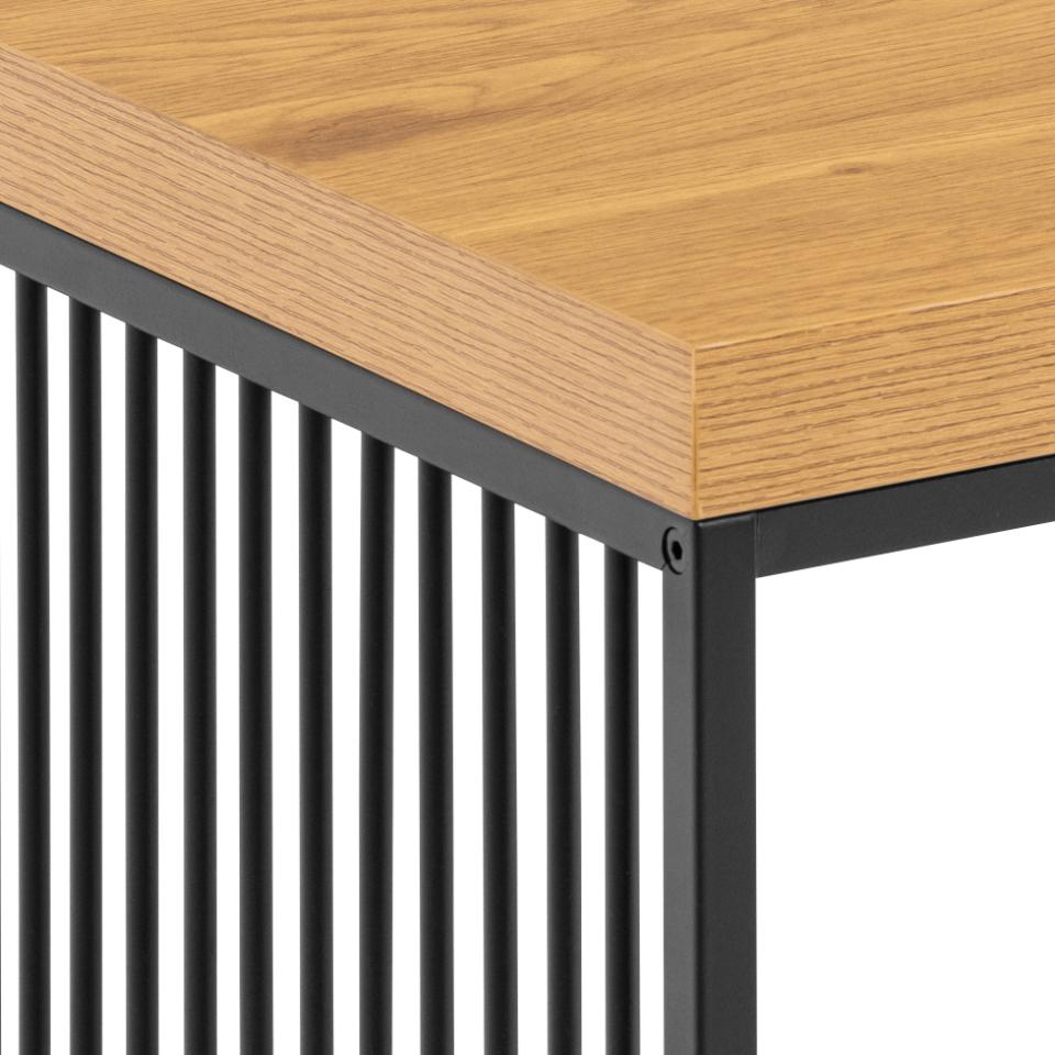 Strington Stylish Oak Melamine Side Table With Metal Bar Base 40x40cm