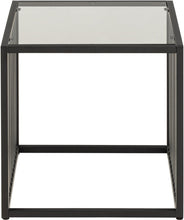 Load image into Gallery viewer, Strington Stylish Smoked Glass Side Table With Black Metal Bar Base 40x40cm
