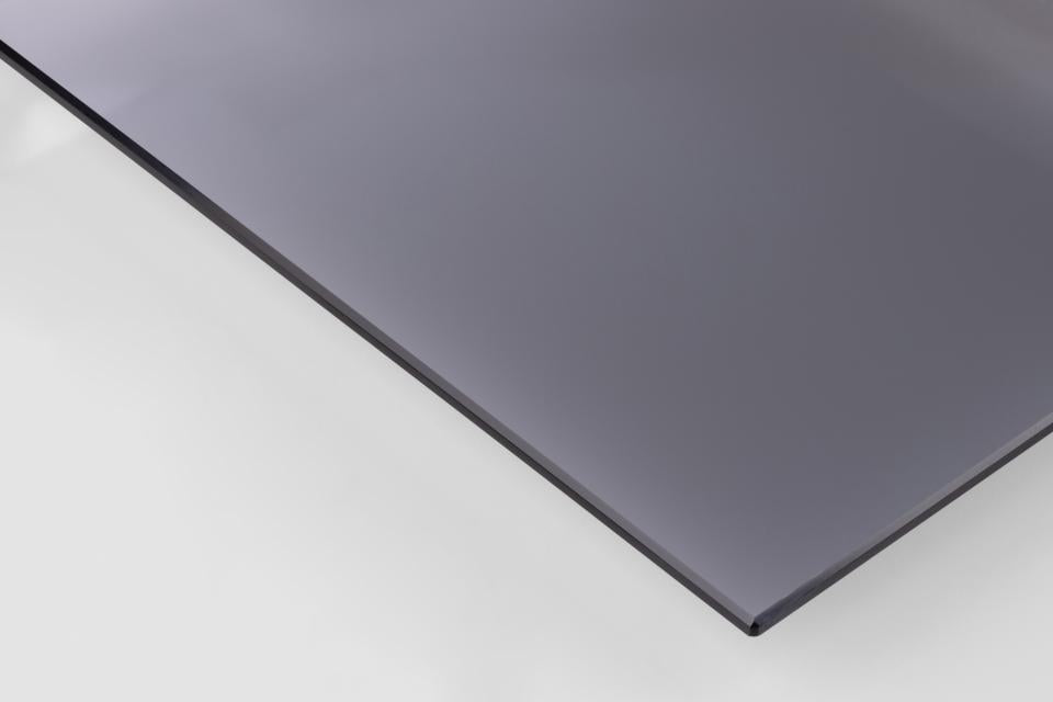 Strington Stylish Smoked Glass Side Table With Black Metal Bar Base 40x40cm