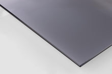 Load image into Gallery viewer, Strington Stylish Smoked Glass Side Table With Black Metal Bar Base 40x40cm
