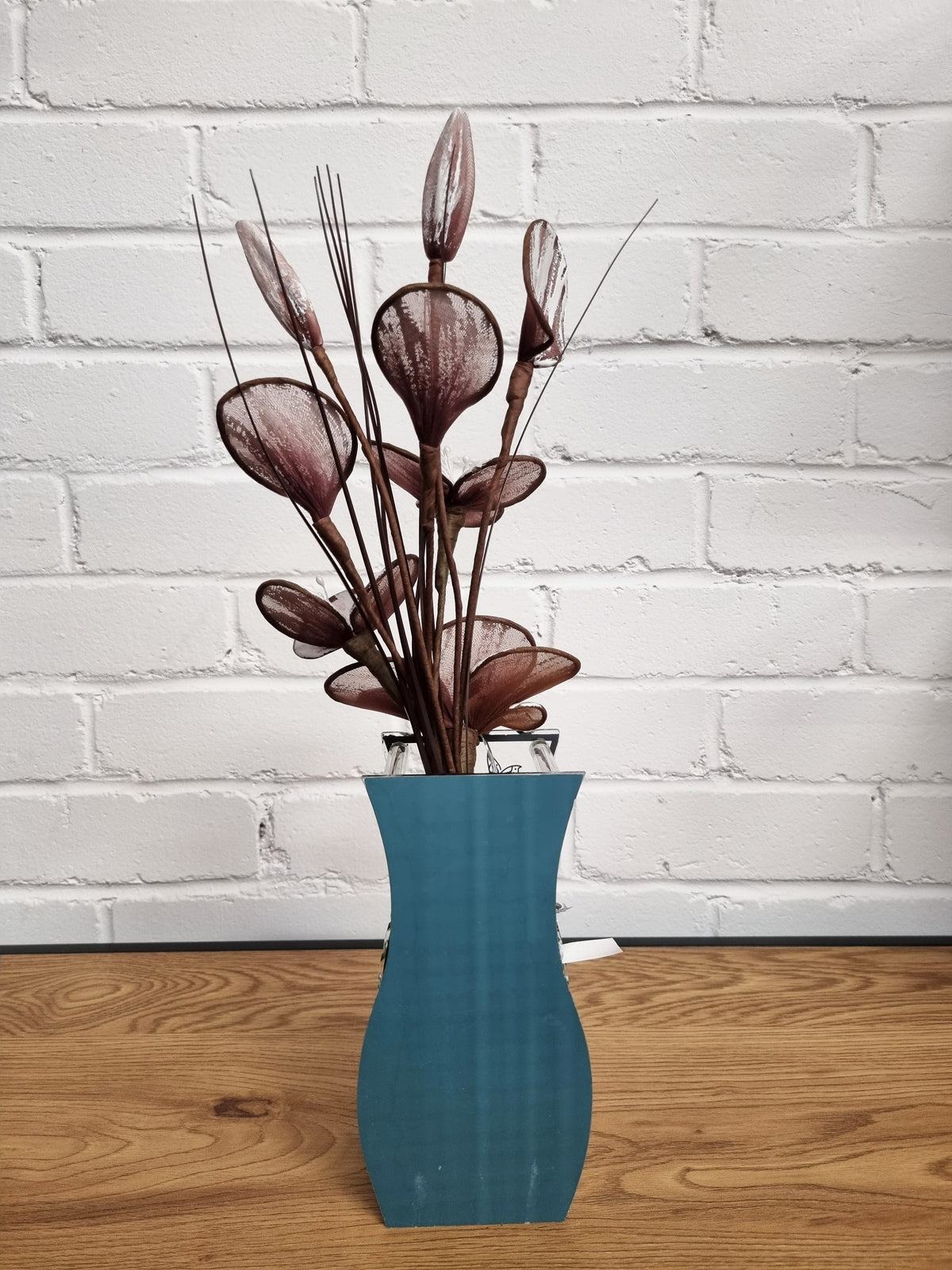 Gossamer Striped Nylon Flower In A Mirrored Vase With Stunning Detail