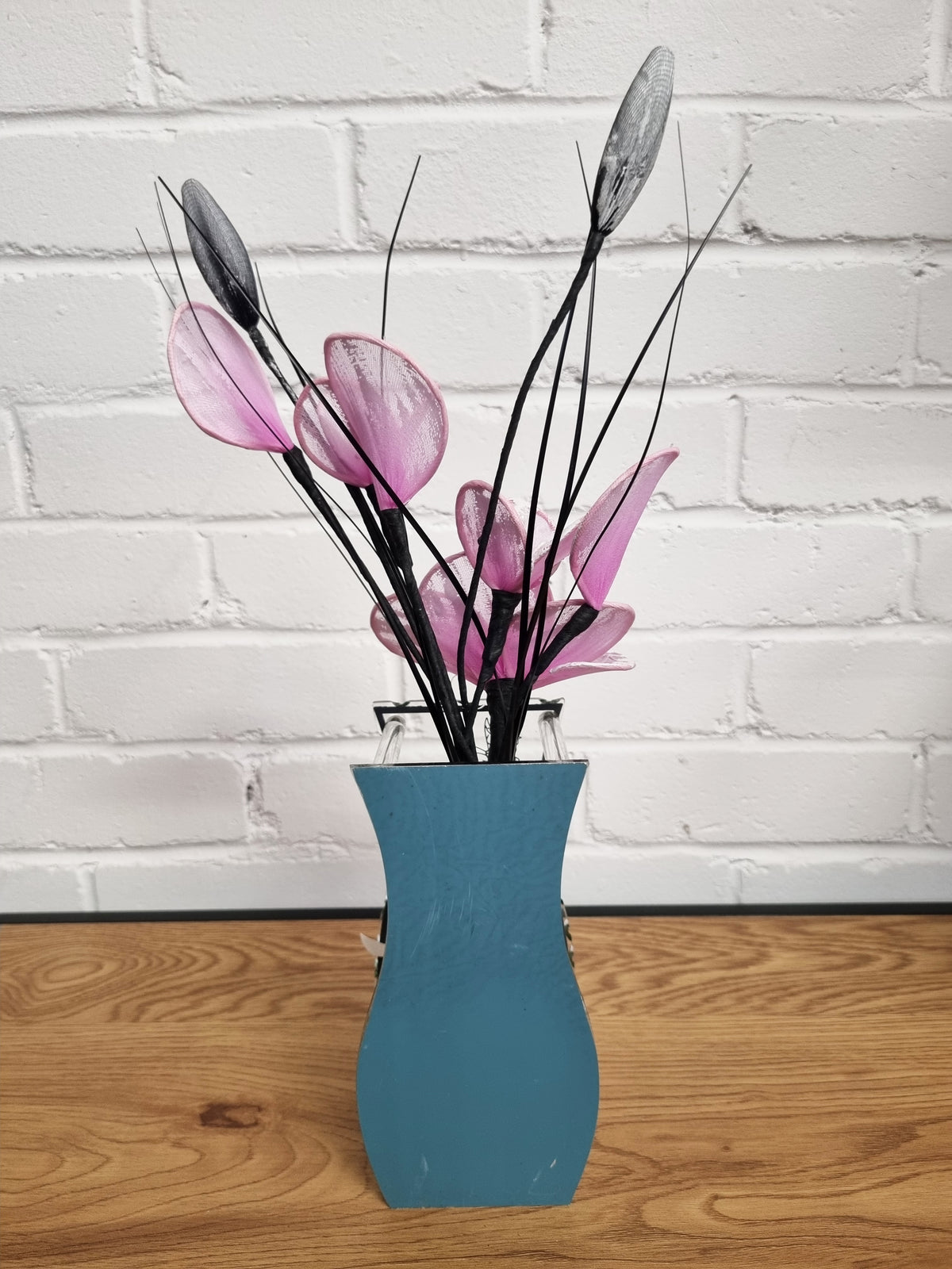 Gossamer Striped Nylon Flower In A Mirrored Vase With Stunning Detail