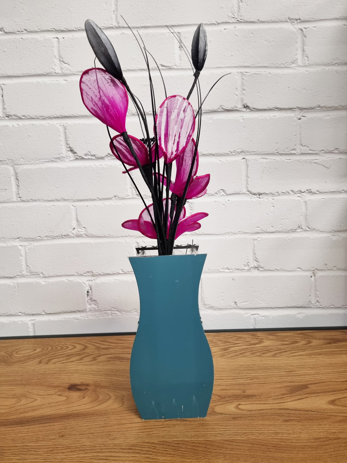 Gossamer Striped Nylon Flower In A Mirrored Vase With Stunning Detail