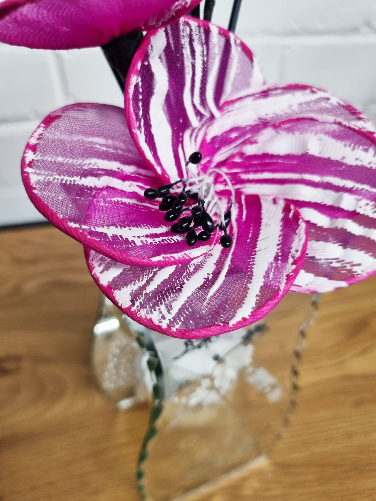 Gossamer Striped Nylon Flower In A Mirrored Vase With Stunning Detail