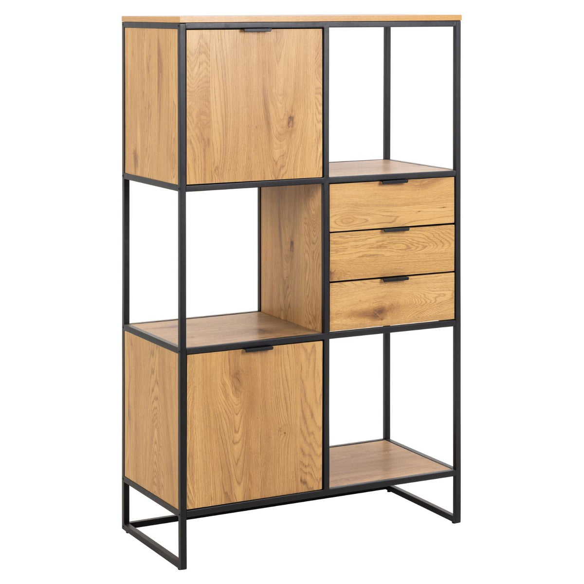 Swindon Designer Bookcase Free Standing Storage Shelf Unit With Steel Frame 85x40x141 cm