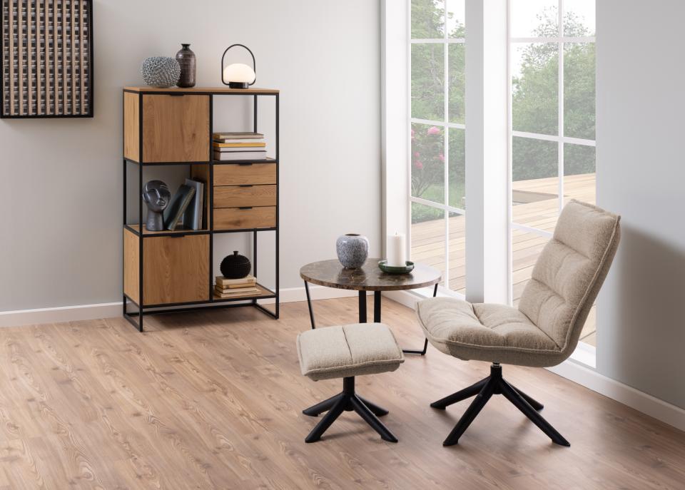 Swindon Designer Bookcase Free Standing Storage Shelf Unit With Steel Frame 85x40x141 cm