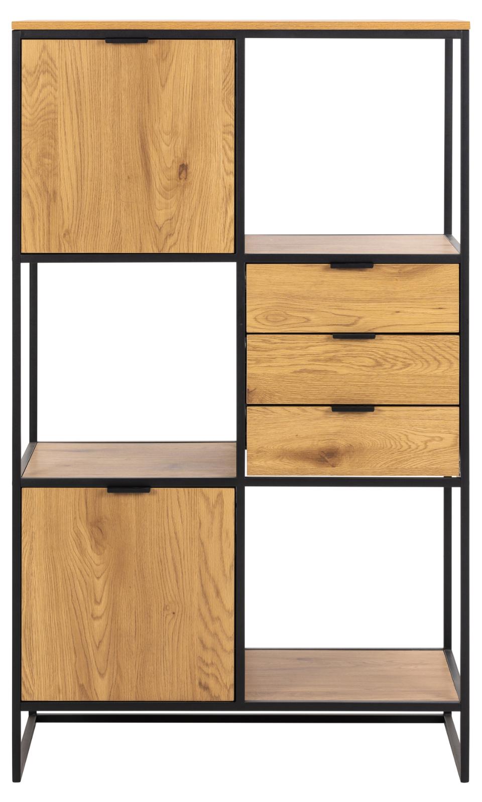 Swindon Designer Bookcase Free Standing Storage Shelf Unit With Steel Frame 85x40x141 cm