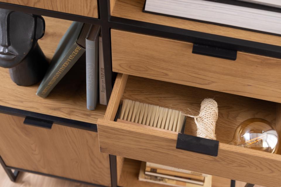 Swindon Designer Bookcase Free Standing Storage Shelf Unit With Steel Frame 85x40x141 cm
