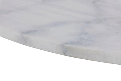 Tarifa Solid Marble Dining Table 110cm Round White Top With Powder Coated Black Metal Base