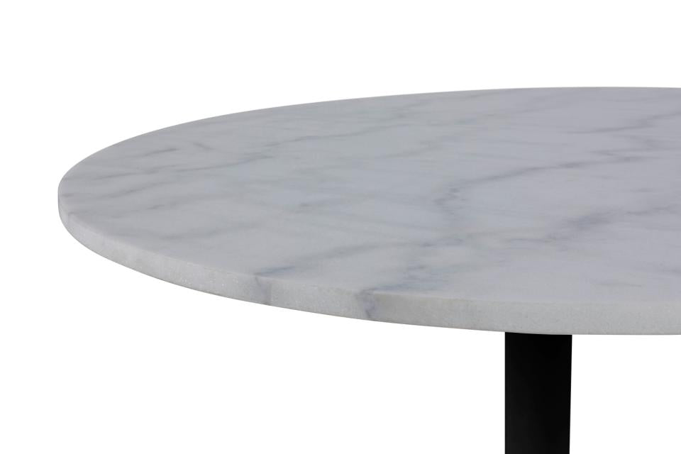 Round marble table with a white background