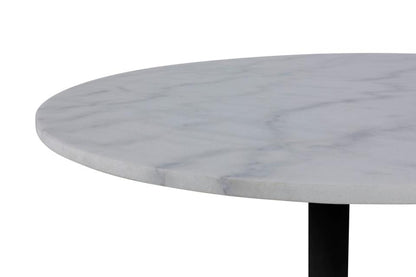 Round marble table with a white background
