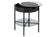 Load image into Gallery viewer, Tipton Coffee Side Table With Hidden Storage Smoked Glass Metal Frame 40x50cm
