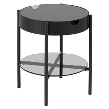 Load image into Gallery viewer, Tipton Coffee Side Table With Hidden Storage Smoked Glass Metal Frame 40x50cm
