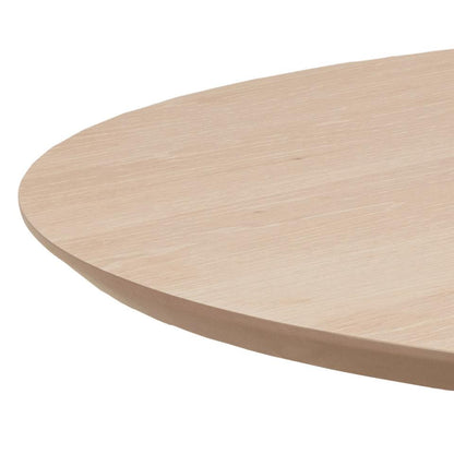 Round wooden table top on a white background