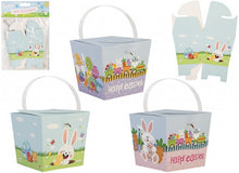Load image into Gallery viewer, Mini Easter Treat Boxes, 8 Foldable Boxes with Transparent Handles, 6cm x 6cm x 6cm, Happy Easter Design
