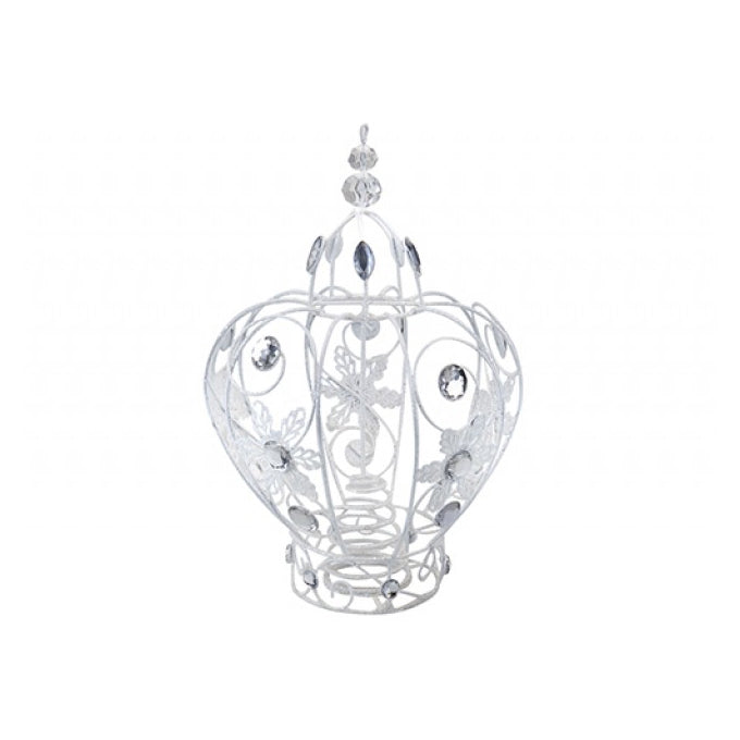 Crown Christmas Tree Topper Decoration, White Metal Diamante 30x20cm