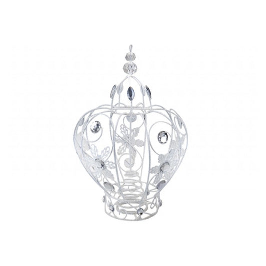 Crown Christmas Tree Topper Decoration, White Metal Diamante 30x20cm