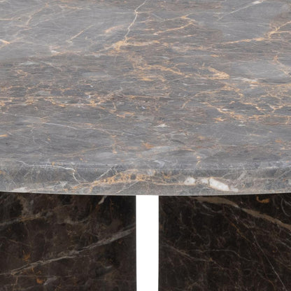 Vega Designer Solid Marble Stone Coffee Table In Brown Marron 90cm