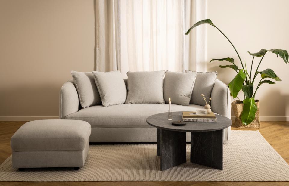 Vega Designer Solid Marble Stone Coffee Table In Brown Marron 90cm
