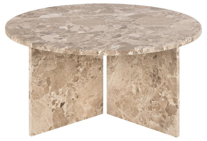 Vega Designer Solid Marble Stone Coffee Table Latte Brown 90cm