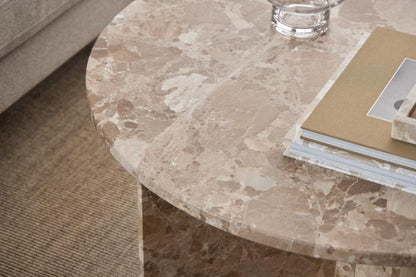 Vega Designer Solid Marble Stone Coffee Table Latte Brown 90cm